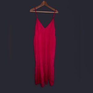Pink V-Neck Maxi Dress